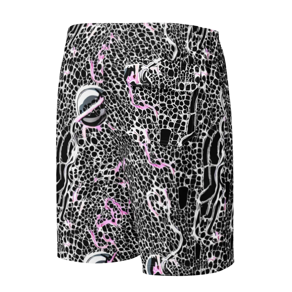 Pink Fracture on Men's Board Shorts — Back