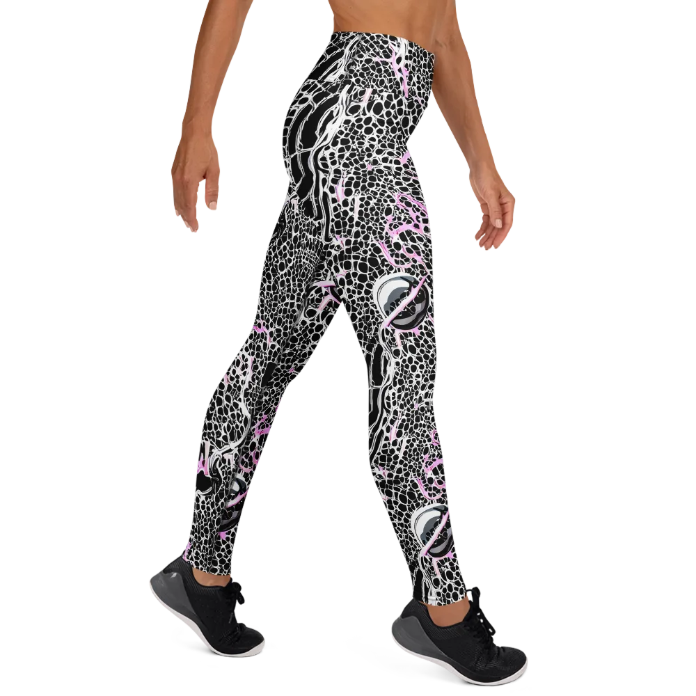 Pink Fracture on Yoga Leggings — Right