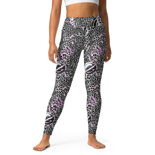 Pink Fracture on a Yoga Leggings