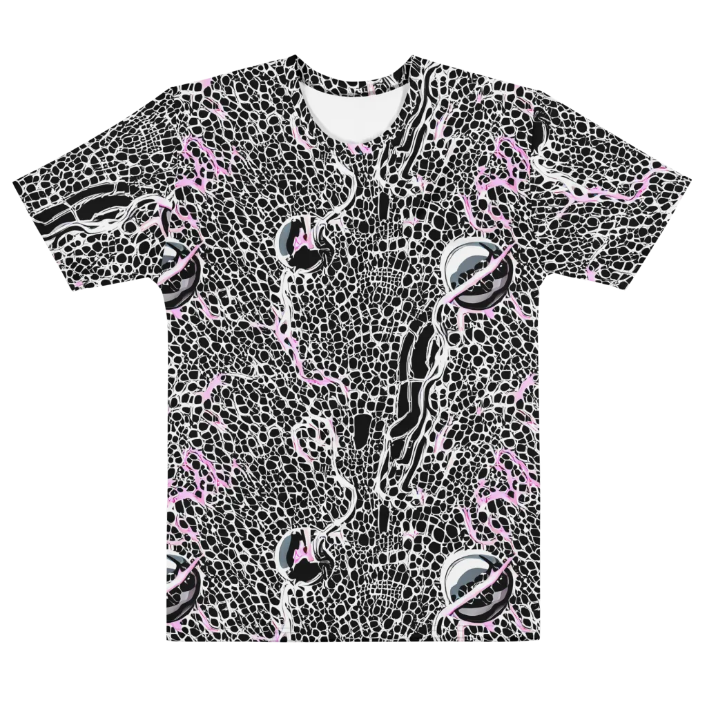 Pink Fracture on Men's Cotton Crew Neck T-Shirt — Front
