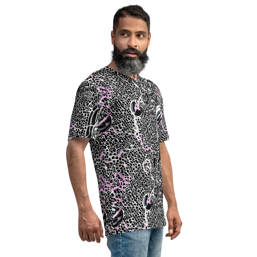 Pink Fracture on Men's Crew Neck T-Shirt — Right