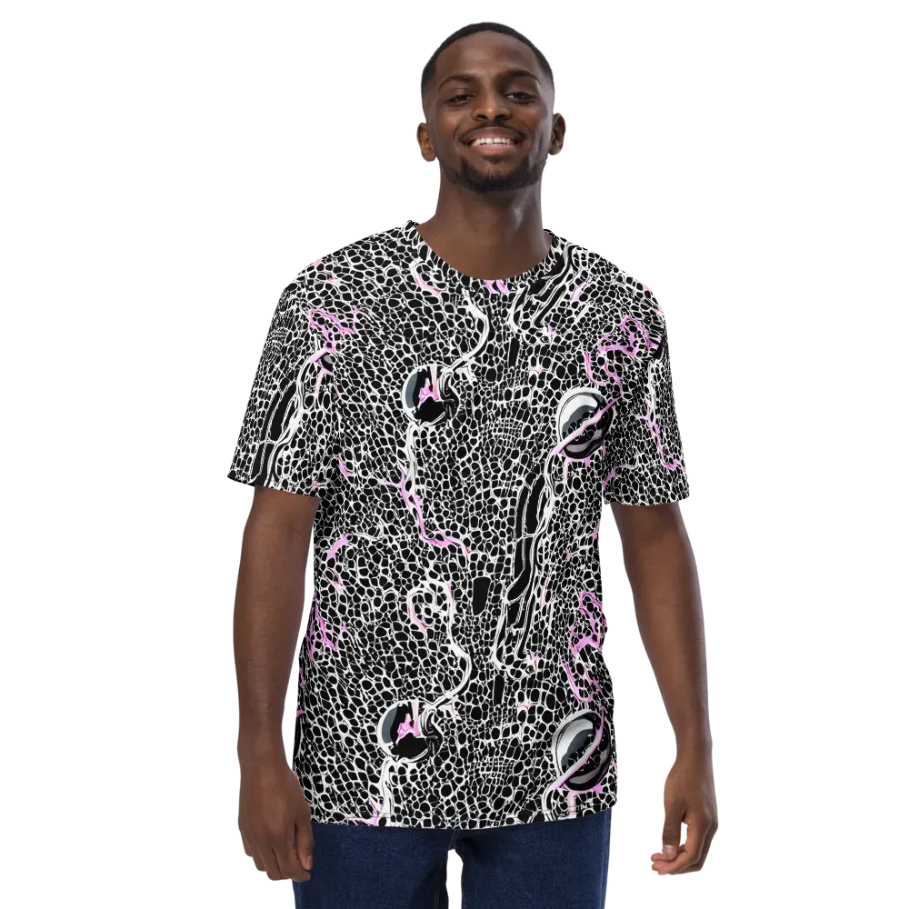 Pink Fracture on Men's Crew Neck T-Shirt — Front