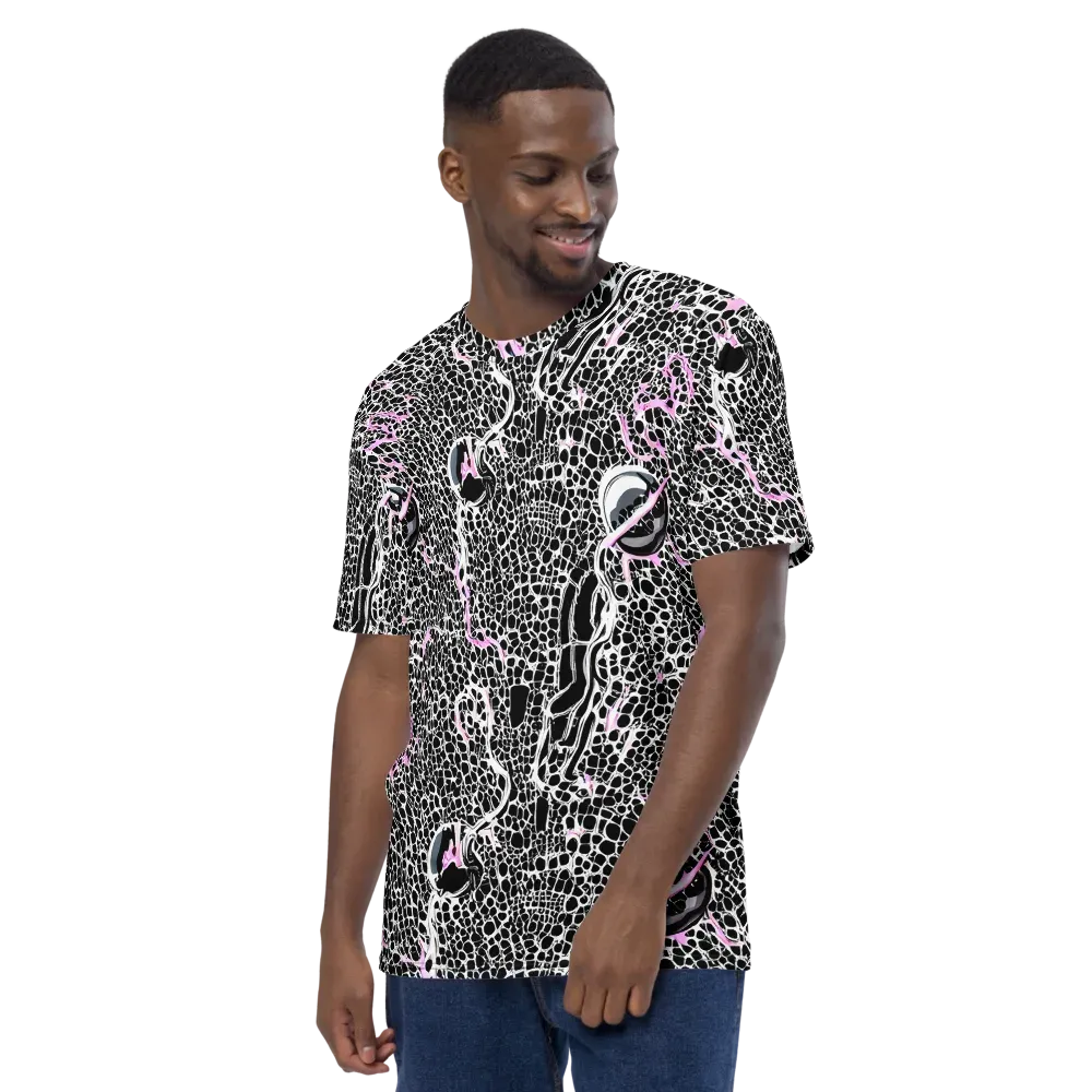 Pink Fracture on Men's Crew Neck T-Shirt — Left
