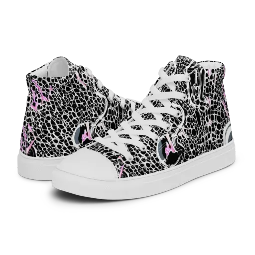 Pink Fracture on a Men's High Top Canvas Shoes