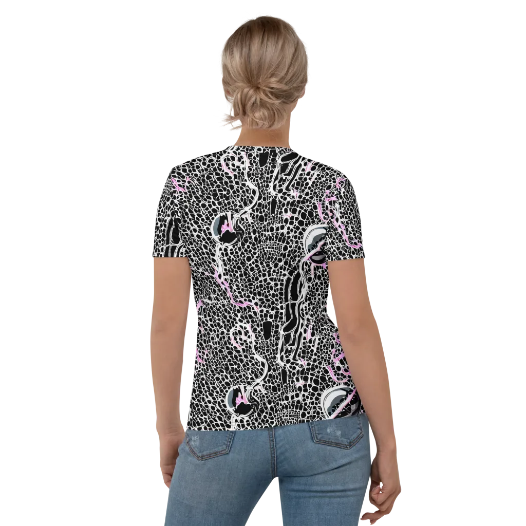 Pink Fracture on Women's Crew Neck T-Shirt — Back