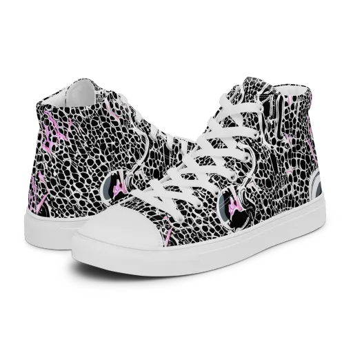Pink Fracture on a Women's High Top Canvas Shoes