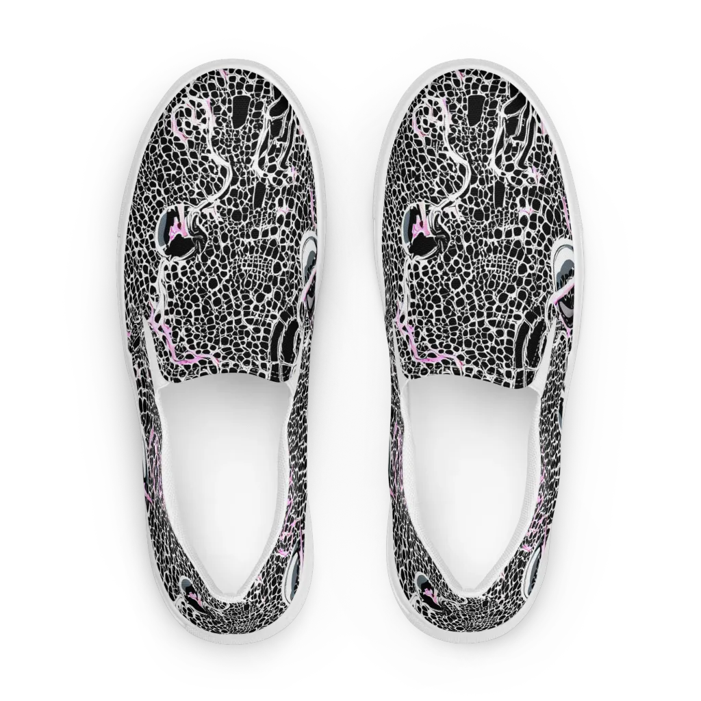 Pink Fracture on Men's Slip-On Canvas Shoes — Front