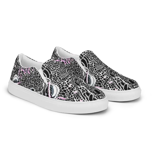 Pink Fracture on a Men's Slip-On Canvas Shoes