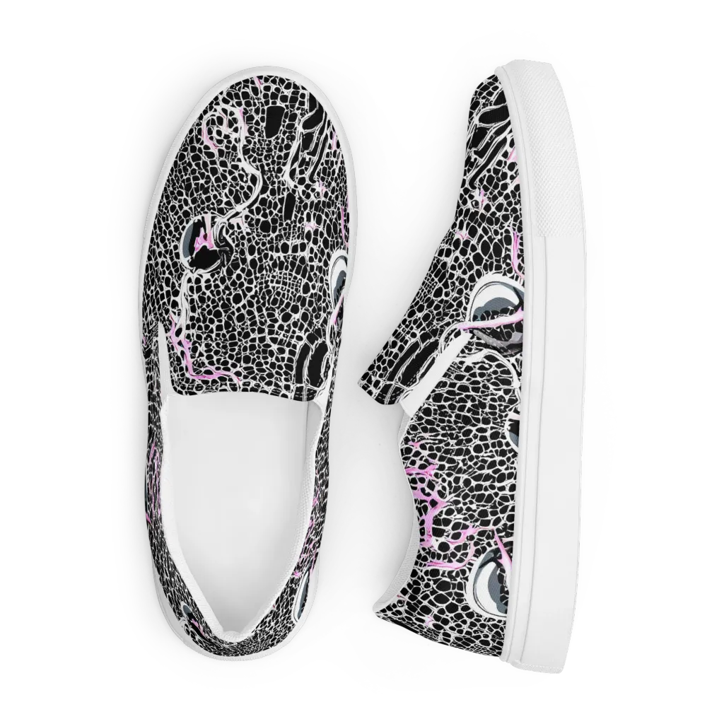 Pink Fracture on Men's Slip-On Canvas Shoes — Front
