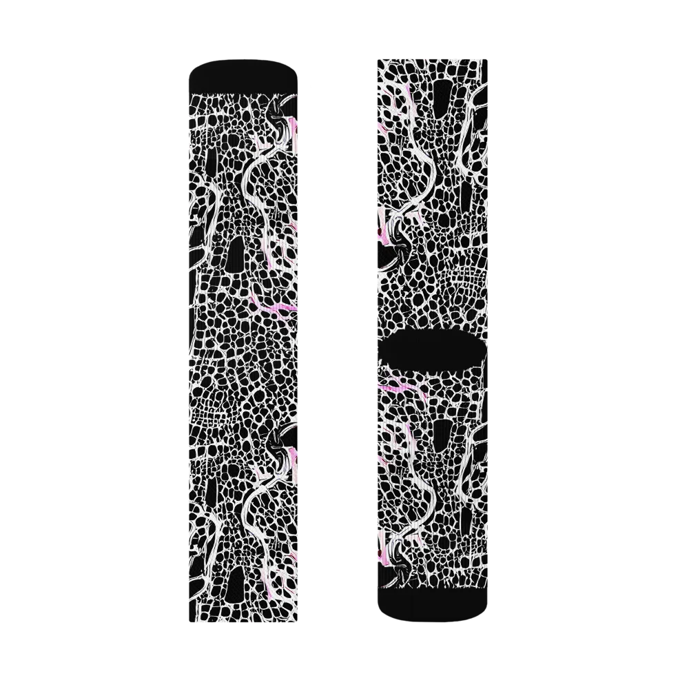 Pink Fracture on Socks — Left Sock