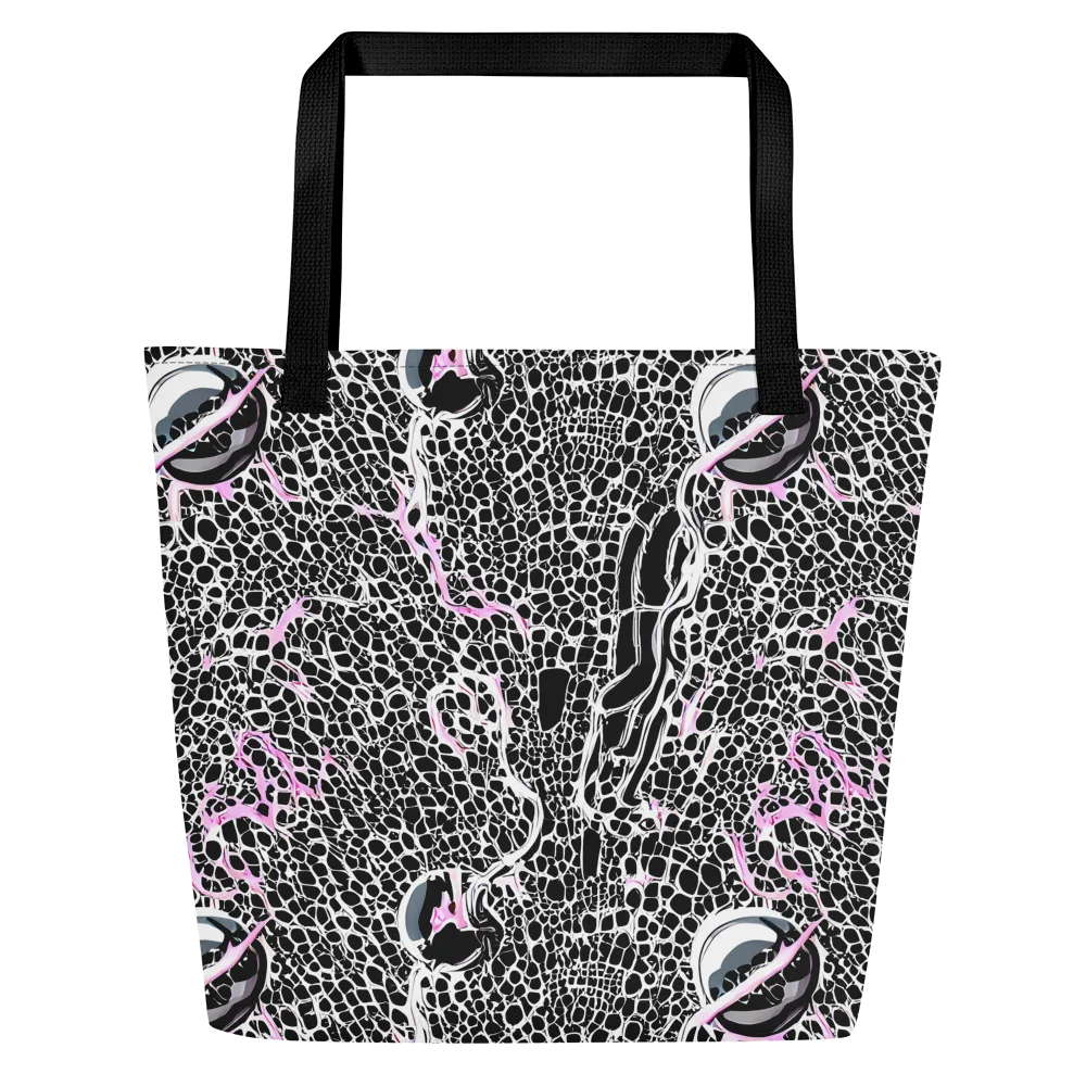 Pink Fracture on Large Tote Bag W/ Pocket — Front