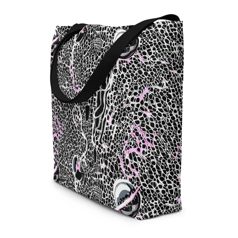 Pink Fracture on Large Tote Bag W/ Pocket — Front
