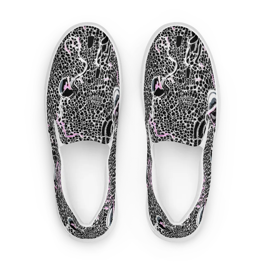 Pink Fracture on Women's Slip-On Canvas Shoes — Front