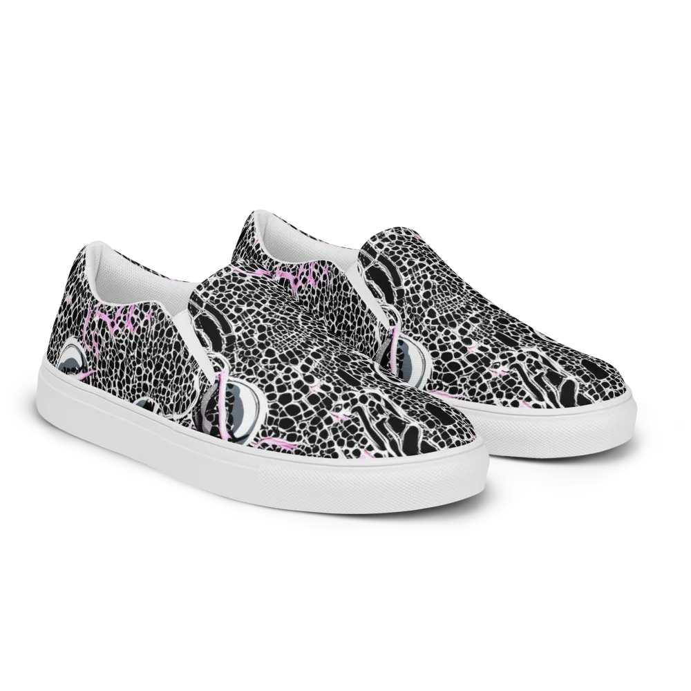 Pink Fracture on Women's Slip-On Canvas Shoes — Right Front