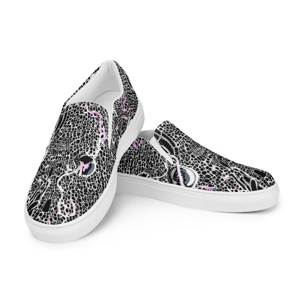 Pink Fracture on Women's Slip-On Canvas Shoes — Left Front