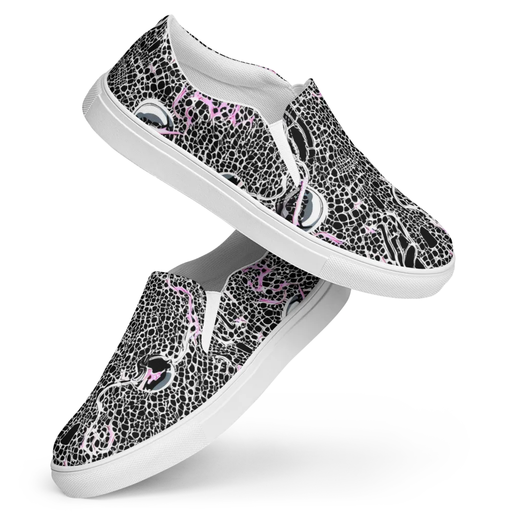 Pink Fracture on Women's Slip-On Canvas Shoes — Front