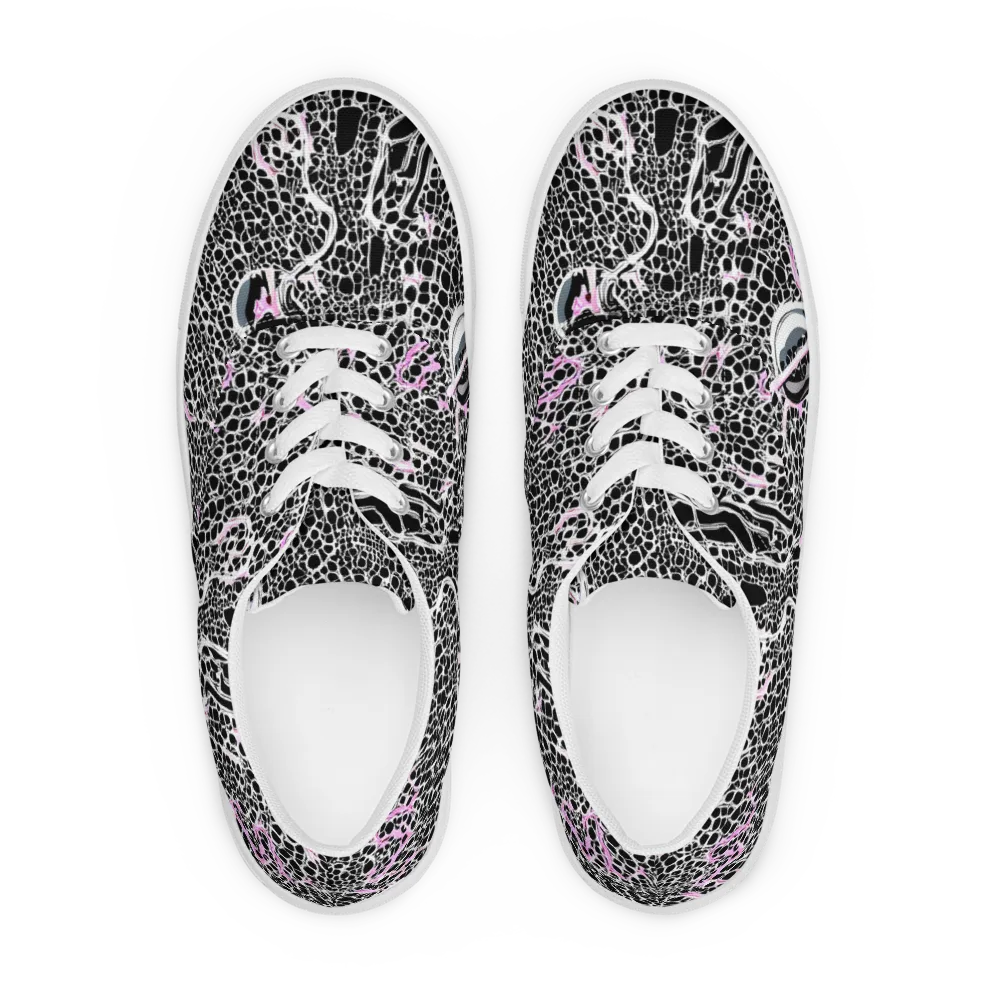 Pink Fracture on Men's Lace-Up Canvas Shoes — Front