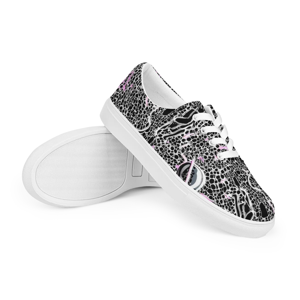 Pink Fracture on Men's Lace-Up Canvas Shoes — Right Front