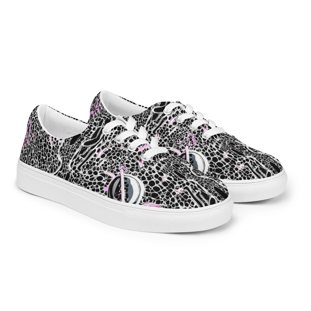 Pink Fracture on Men's Lace-Up Canvas Shoes — Right Front
