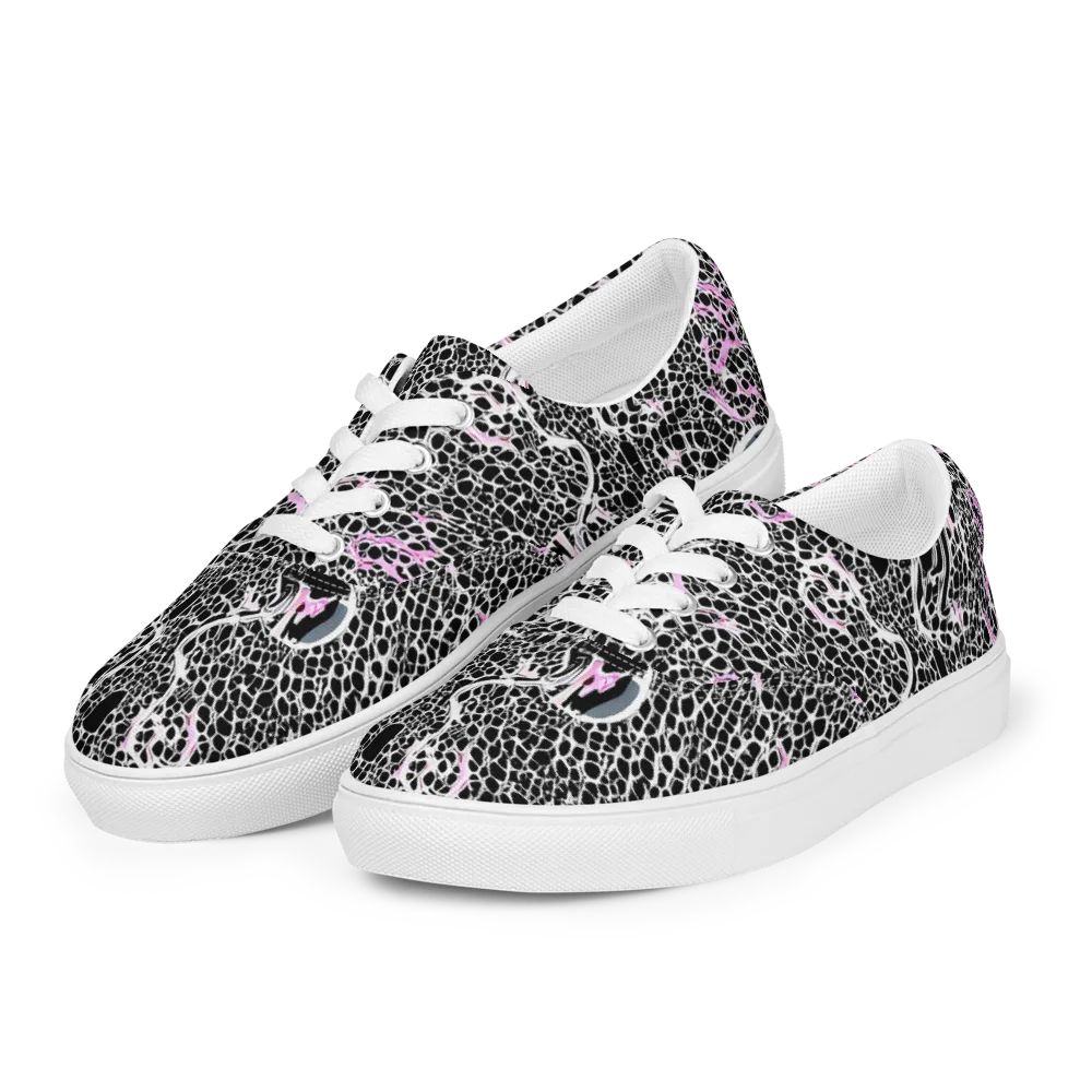 Pink Fracture on Men's Lace-Up Canvas Shoes — Left Front