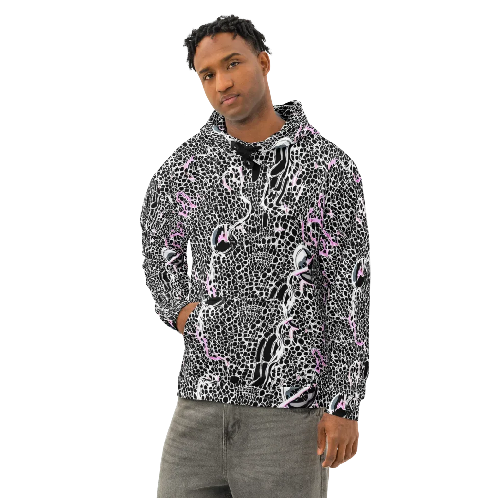 Pink Fracture on Cotton Hoodie — Left Front