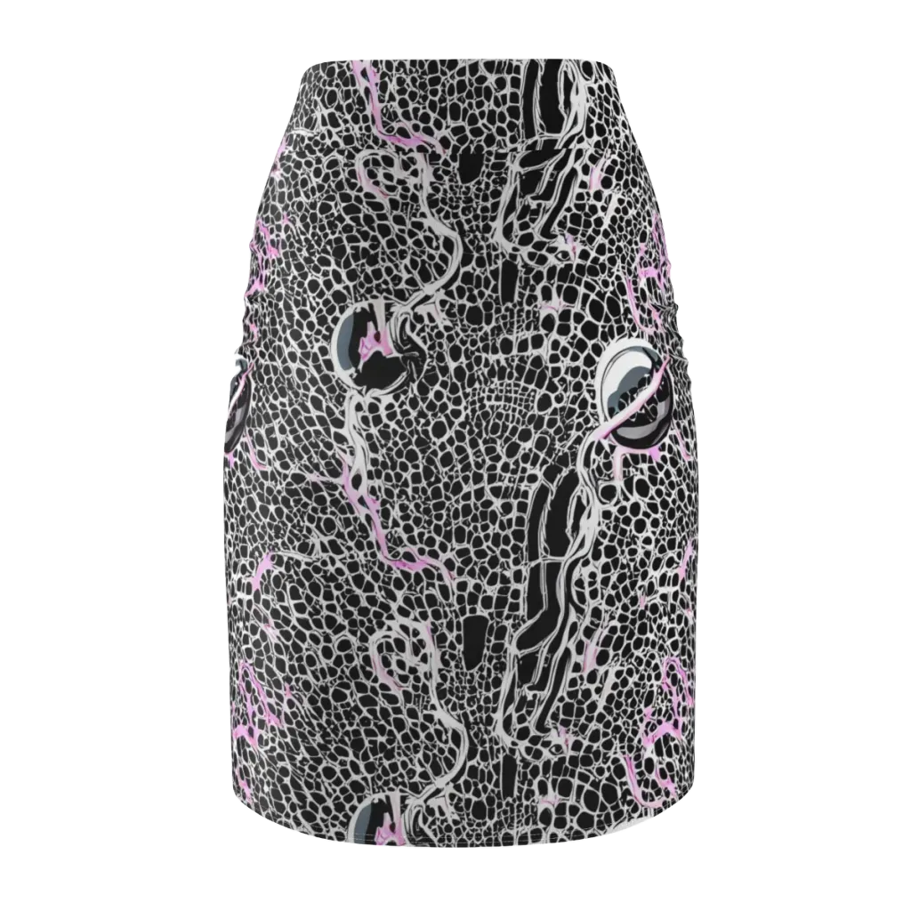 Pink Fracture on Pencil Skirt — Back