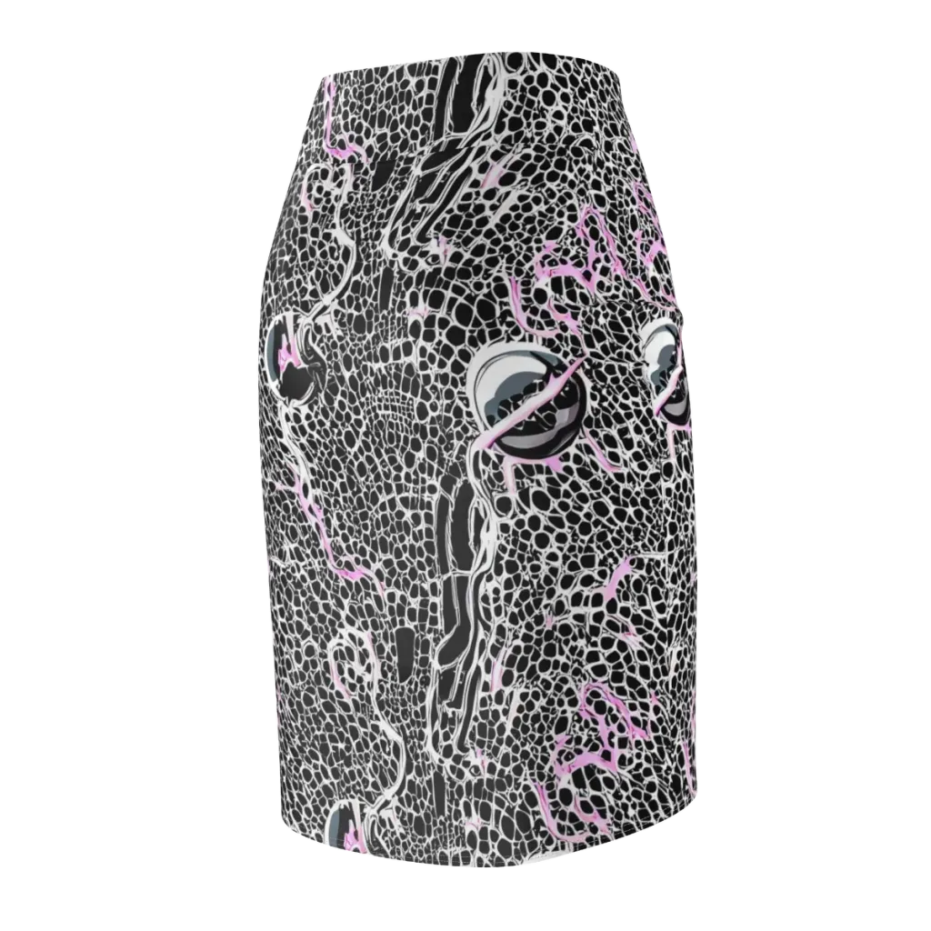 Pink Fracture on Pencil Skirt — Back Side
