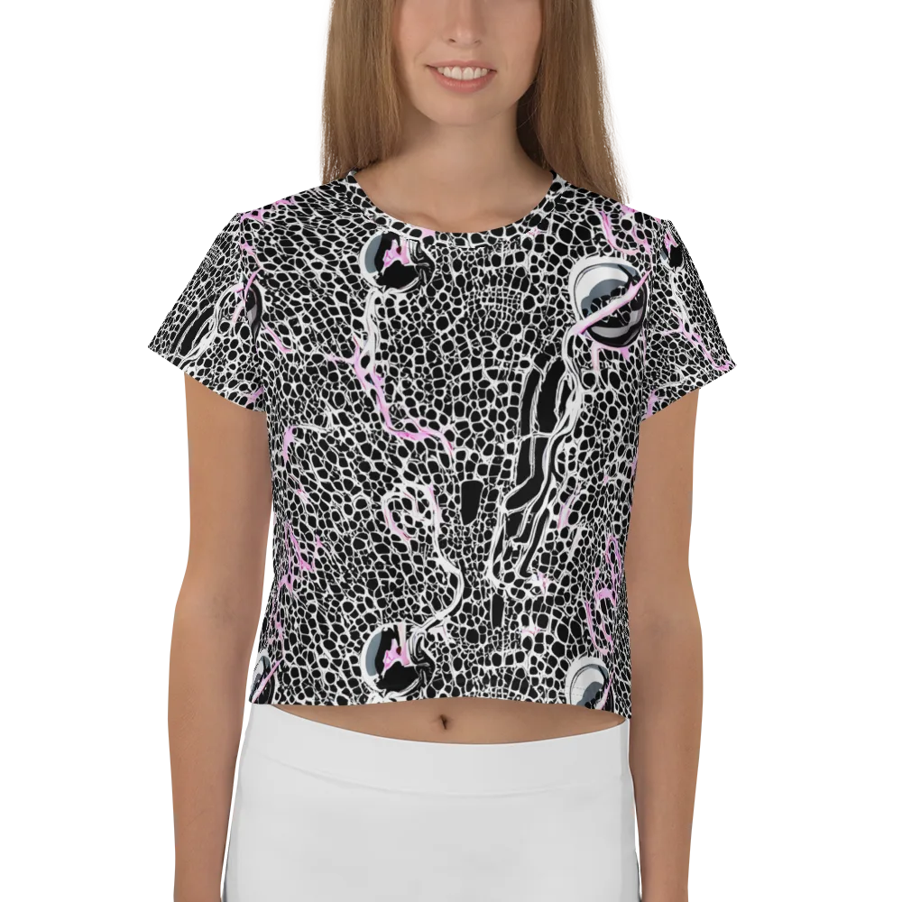 Pink Fracture on Crop Tee — Front