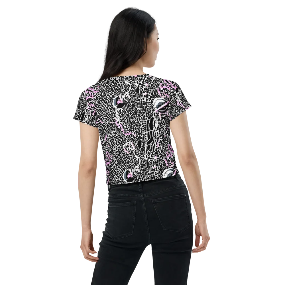 Pink Fracture on Crop Tee — Back