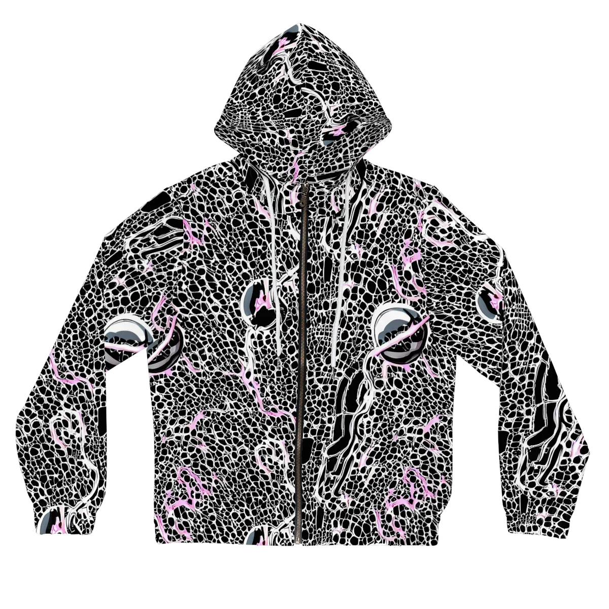Pink Fracture on Women's Full-Zip Hoodie — Front