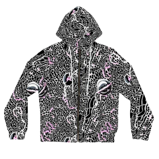 Pink Fracture on a Women's Full-Zip Hoodie
