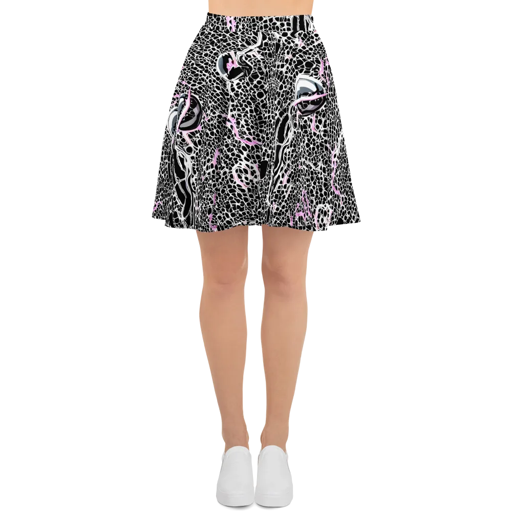 Pink Fracture on Skater Skirt — Front