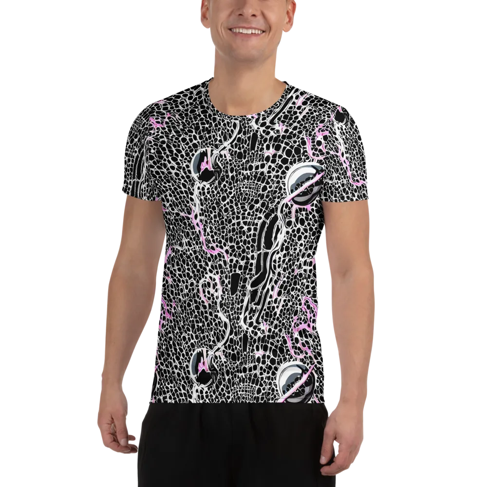 Pink Fracture on Men's Athletic T-Shirt — Front