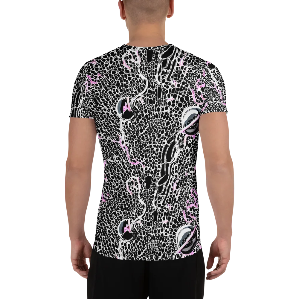 Pink Fracture on Men's Athletic T-Shirt — Back