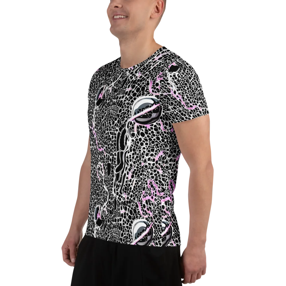 Pink Fracture on Men's Athletic T-Shirt — Left