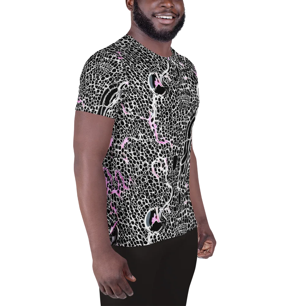 Pink Fracture on Men's Athletic T-Shirt — Right
