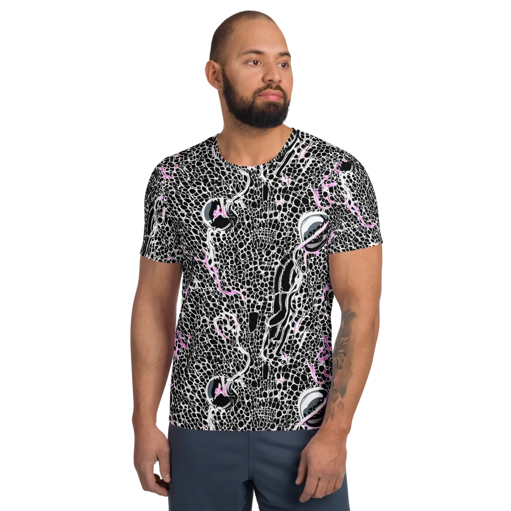 Pink Fracture on Men's Athletic T-Shirt — Front