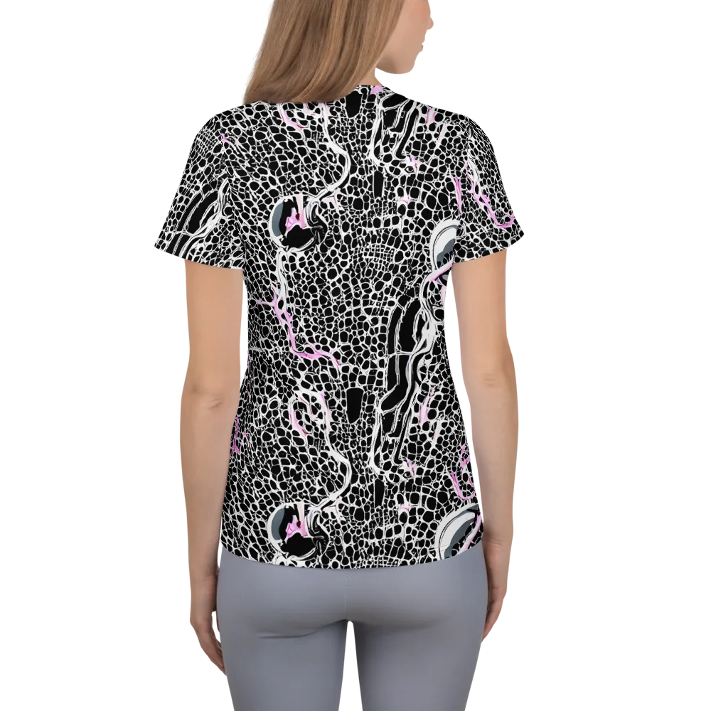 Pink Fracture on Women's Athletic T-Shirt — Back