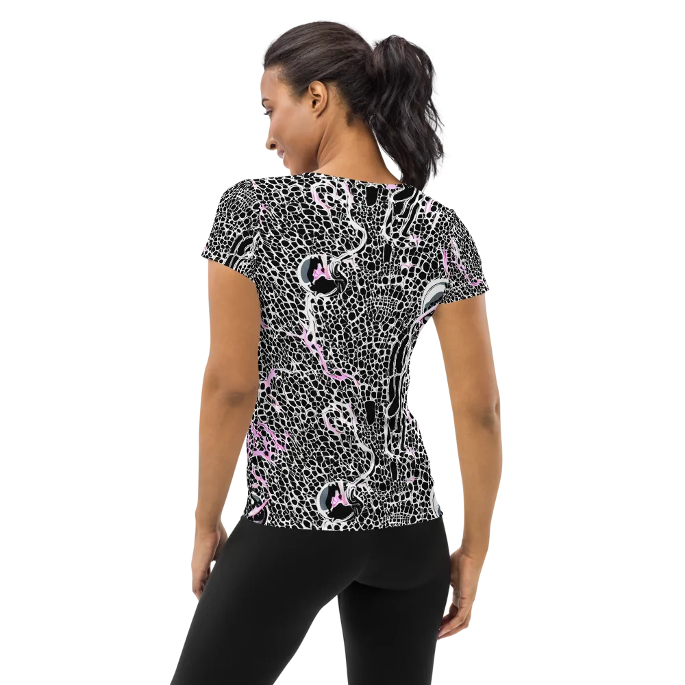 Pink Fracture on Women's Athletic T-Shirt — Back