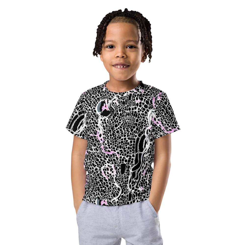 Pink Fracture on Kids Crew Neck T-Shirt — Front