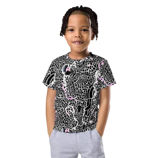 Pink Fracture on a Kids Crew Neck T-Shirt
