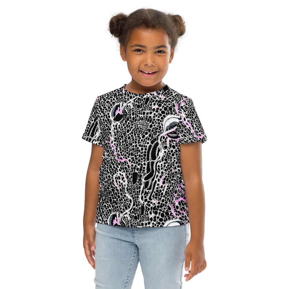 Pink Fracture on Kids Crew Neck T-Shirt — Front