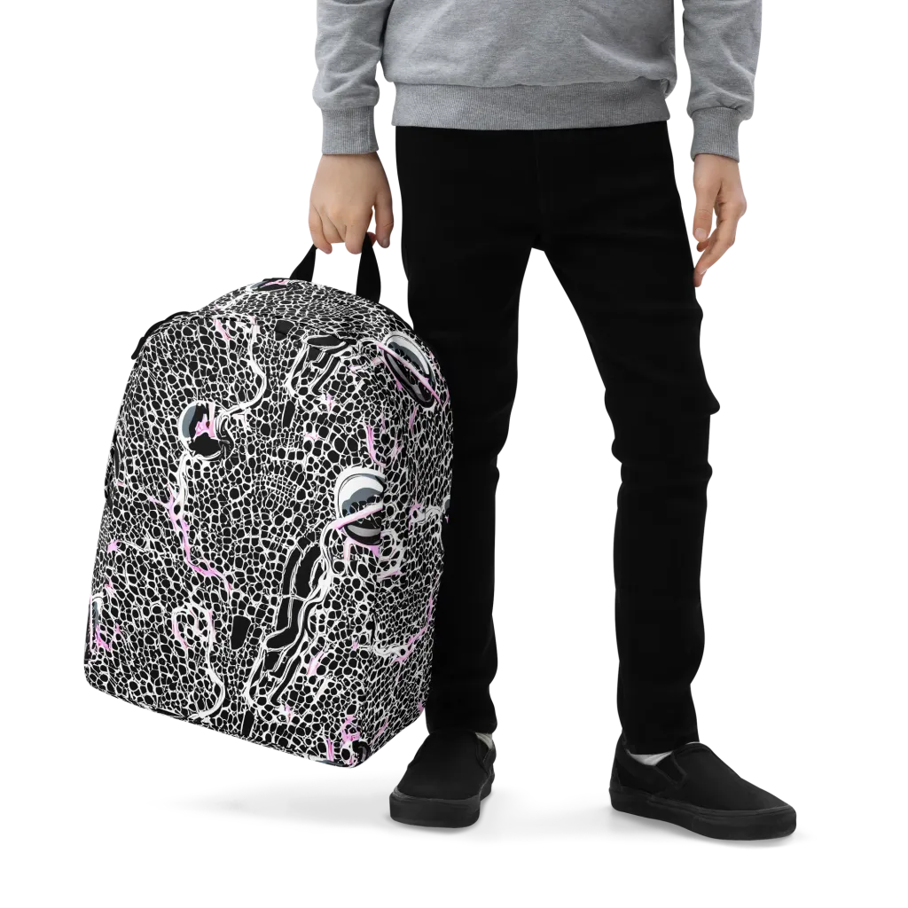 Pink Fracture on Minimalist Backpack — Zoomed-in