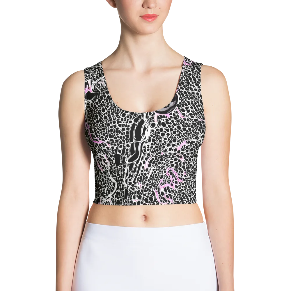 Pink Fracture on Crop Top — Front