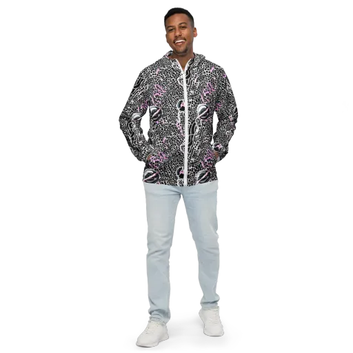 Pink Fracture on a Men's Windbreaker