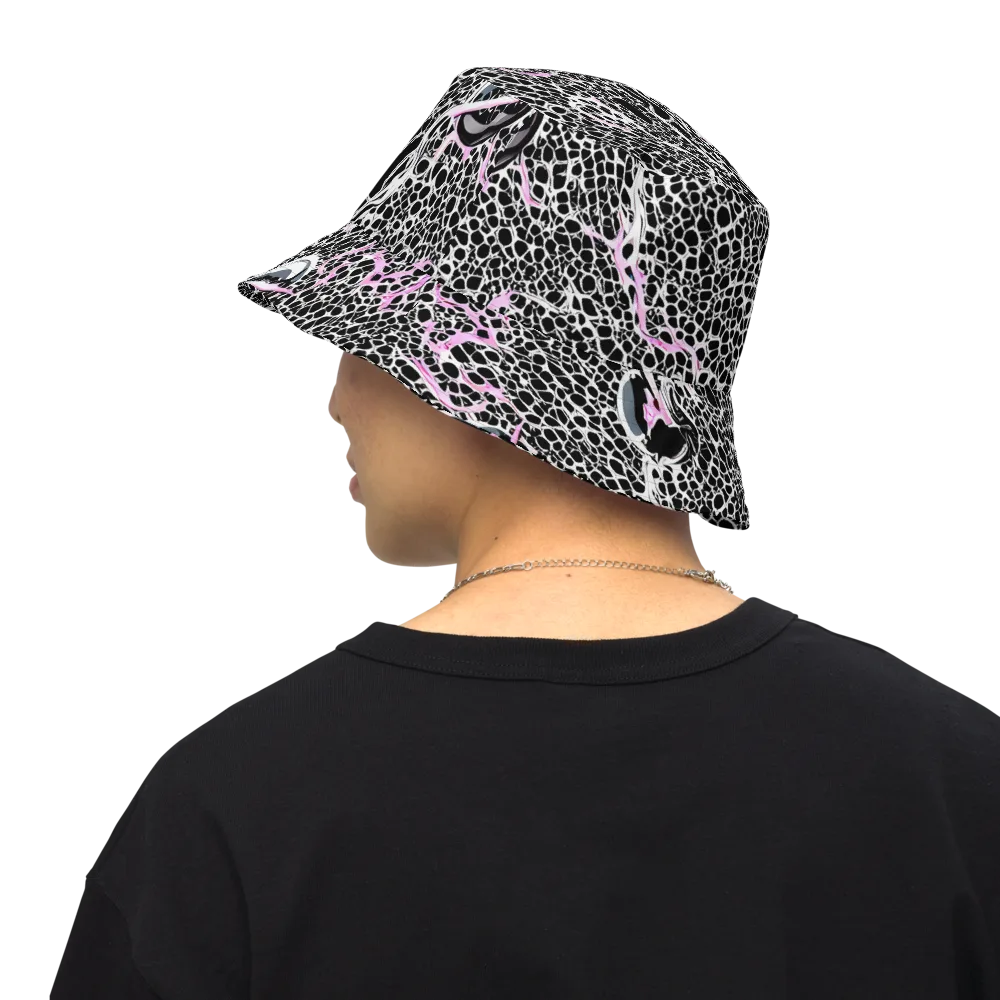 Pink Fracture on Reversible Bucket Hat — Back Inside