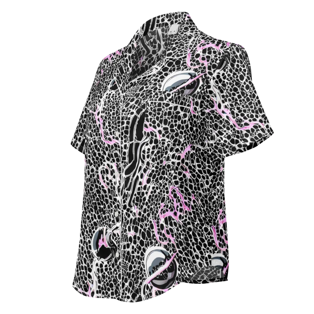 Pink Fracture on Women's Short Sleeve Pajama Top — Left Front