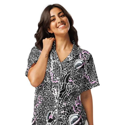 Pink Fracture on a Women's Short Sleeve Pajama Top