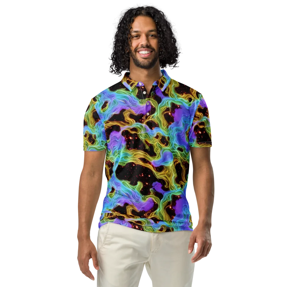 Galactic Tides on Men's Slim Fit Polo Shirt — Front