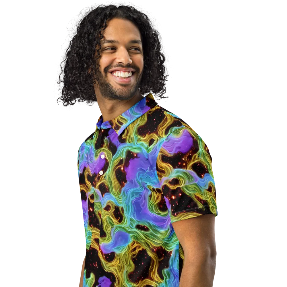 Galactic Tides on Men's Slim Fit Polo Shirt — Left Front